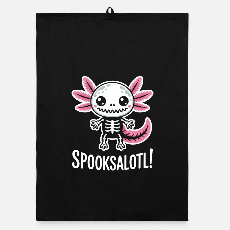 Cute Haunted Skeleton with Wings Organic dish towel