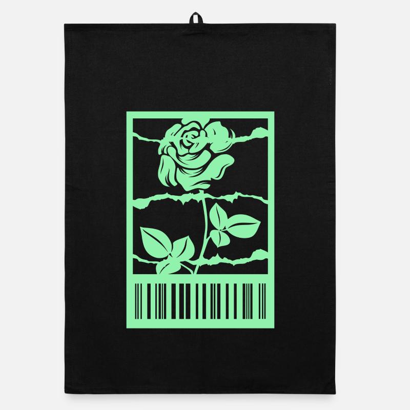 Gothic Rose Barbed Wire Barcode Urban Style Organic dish towel