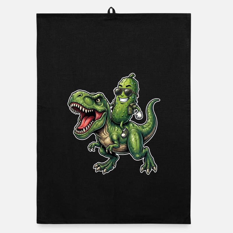 Saure Gurke reitet auf Dinosaurier Organic Geschirrtuch