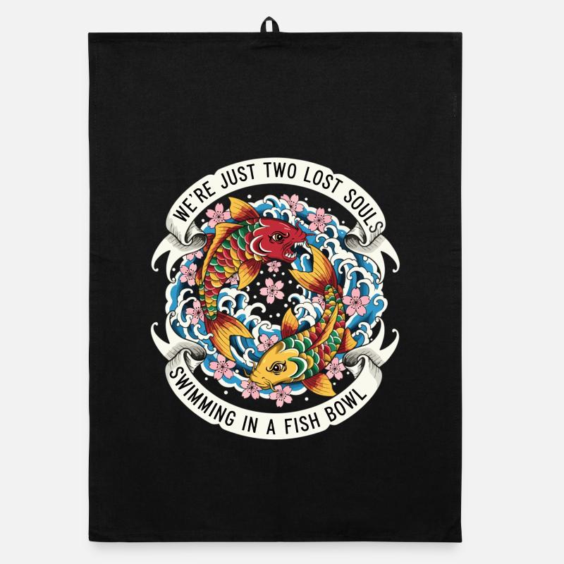 Koi Fish Japan Tattoo Saying Organic dish towel