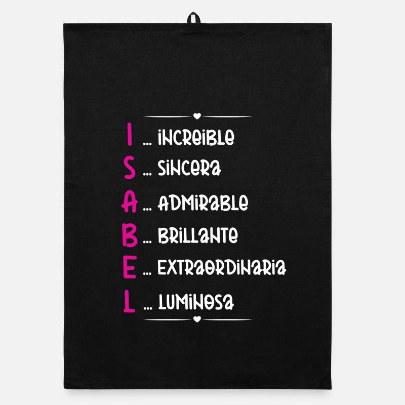 Isabel Name Personalisiertes Geschenk Organic Geschirrtuch