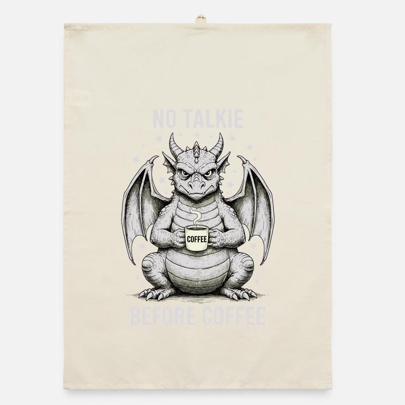 No Conversation Before Coffee Lover Dragon Organic dish towel