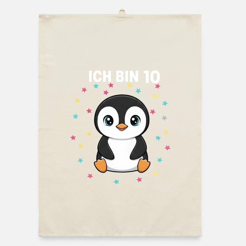 Ich bin 10 - Süßes Pinguin zum 10. Geburtstag Organic Geschirrtuch