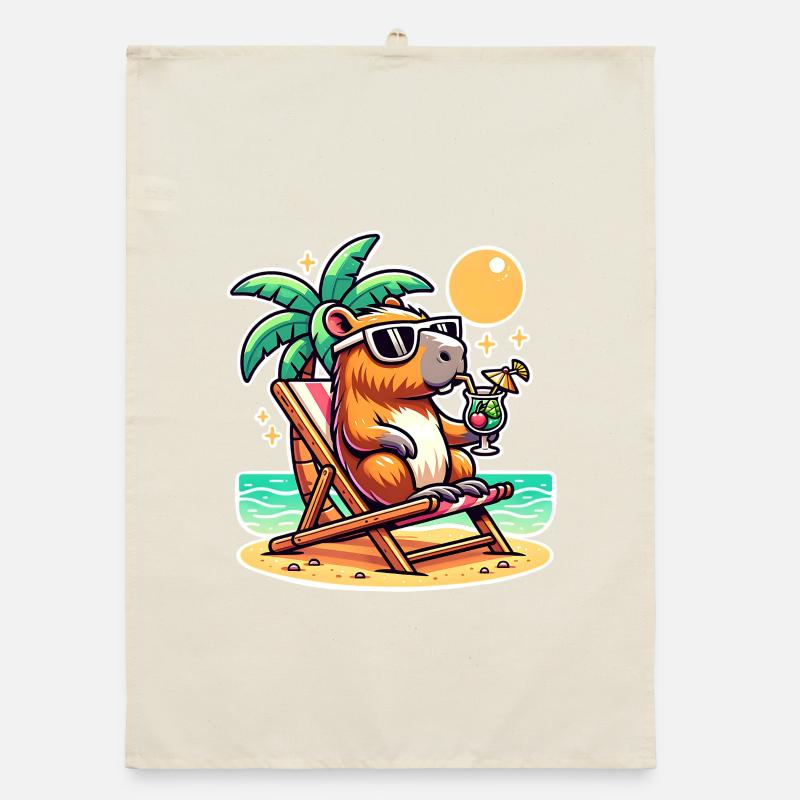 Capybara Urlaub Organic Geschirrtuch
