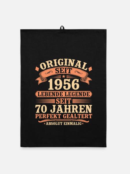 Original 1956 – Legendär & Vintage 70. Geburtstag - Organic Geschirrtuch - Schwarz - Vorne
