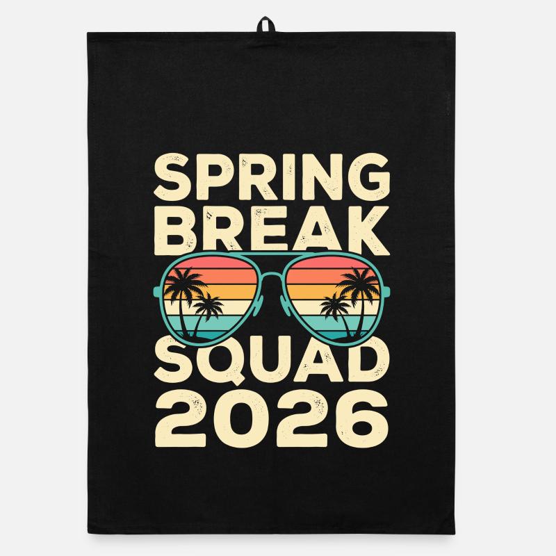 Spring Break Squad 2026 Retro Palm Tree Design Organic dish towel