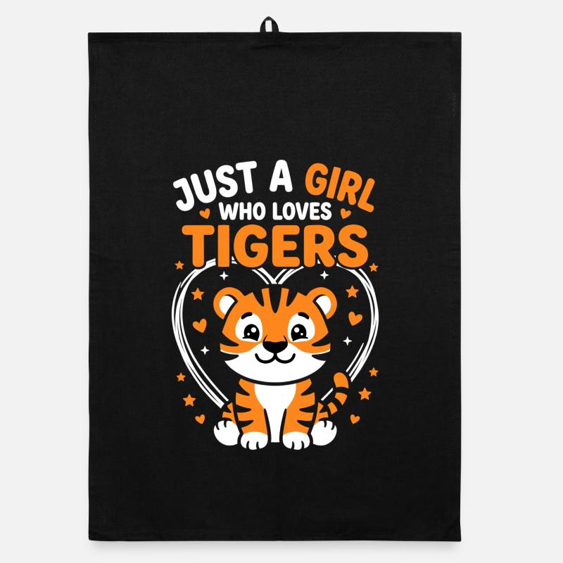 Süßes Tiger Design mit Herzen und Sternen Organic Geschirrtuch