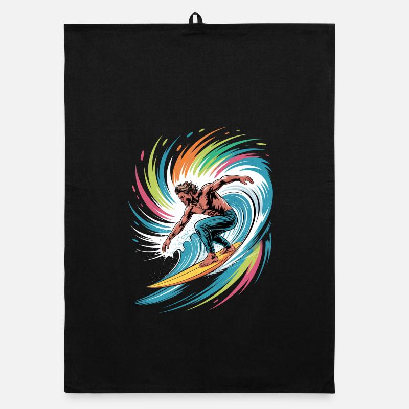 Aquarelles surfeuses colorées, éclaboussures, graffiti Torchon bio