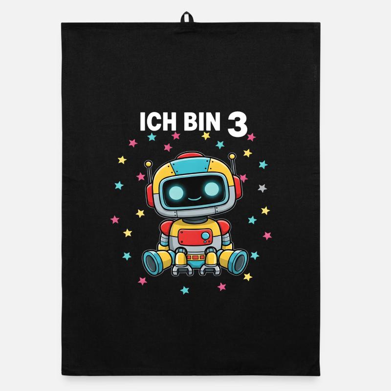 Ich bin 3 - Süßes Roboter zum 3. Geburtstag Organic Geschirrtuch