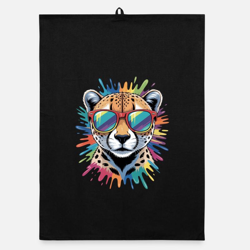 Bunter Gepard Wasserfarben Spritzer Graffiti Organic Geschirrtuch