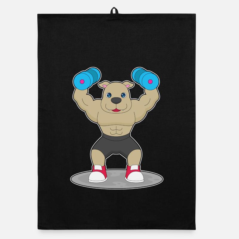 Bodybuilder chien haltères Culturisme Torchon bio