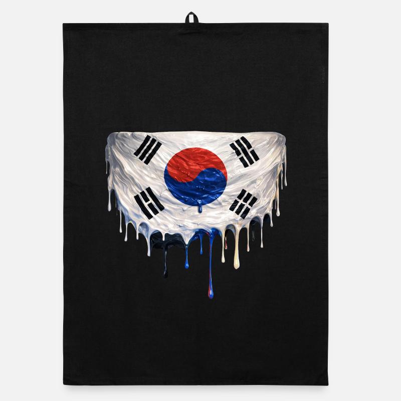 Dripping Korean flag Organic dish towel