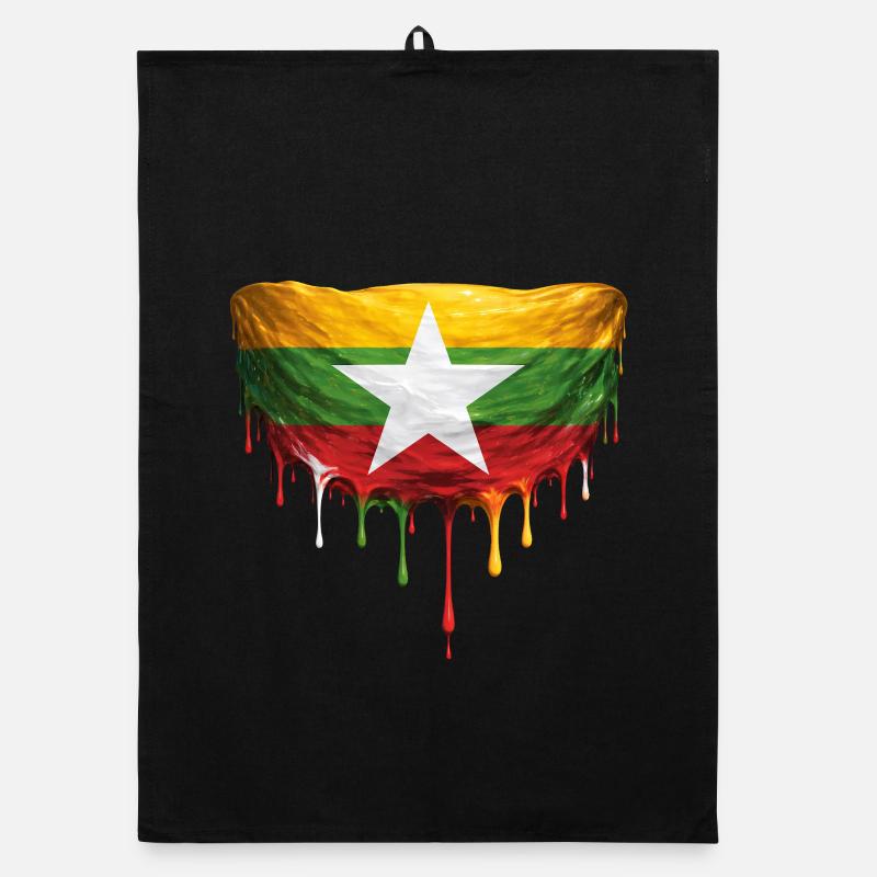 Art de chute du drapeau du Myanmar Torchon bio