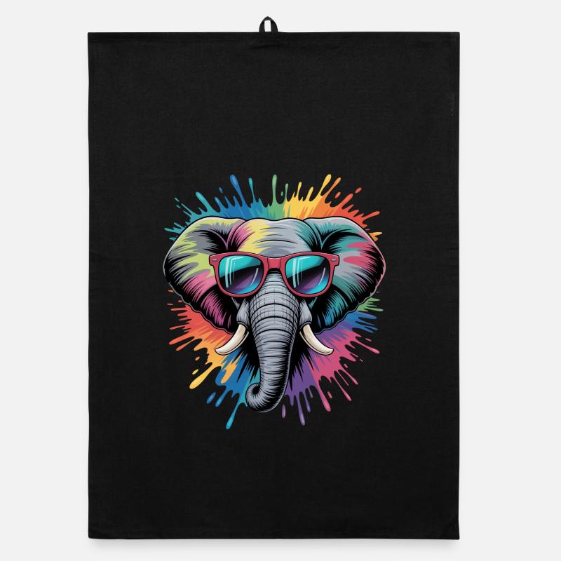 Bunter Elefant Wasserfarben Spritzer Organic Geschirrtuch