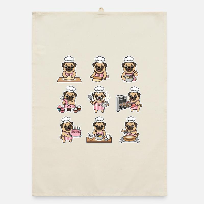 Lustiger Mops Baecker Backen Konditor Organic Geschirrtuch