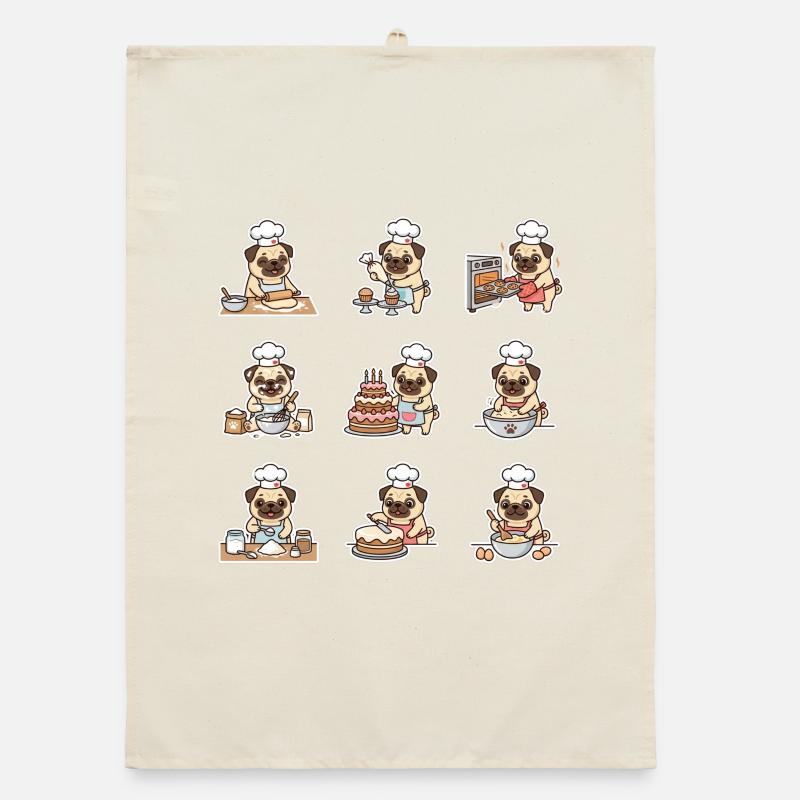 Lustiger Mops Baecker Backen Konditor Organic Geschirrtuch