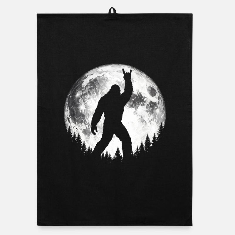 Bigfoot Rock Auf Schild Sasquatch Yeti Moon Organic Geschirrtuch