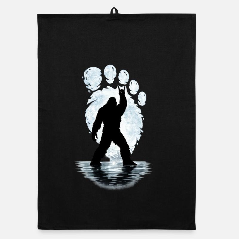 Bigfoot Rock Auf Schild Sasquatch Yeti Rock & Roll Organic Geschirrtuch