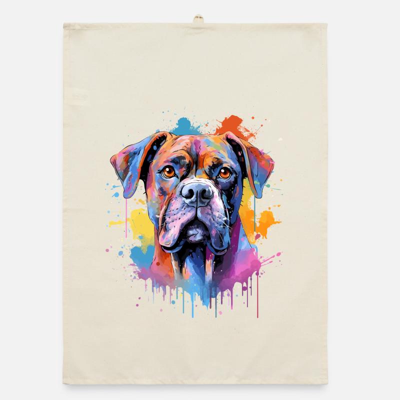 Bunte Splash Art Boxer-Hund Organic Geschirrtuch