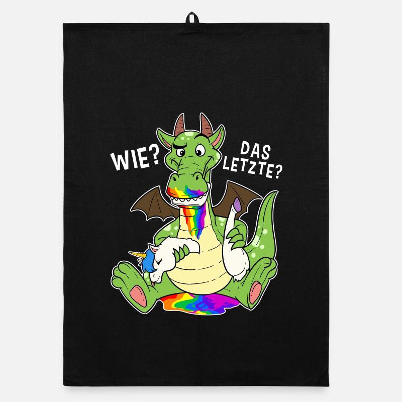 Bunter Drache isst Letztes Einhorn Humor Organic Geschirrtuch