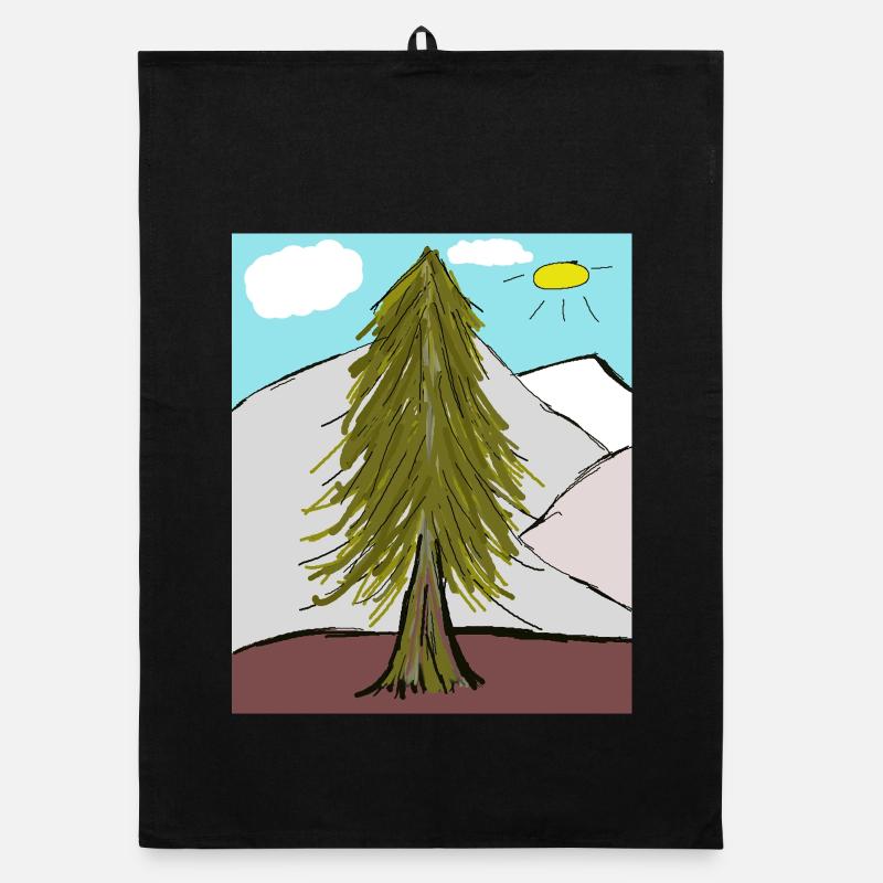 Coniferous forest on the mountain sunshine Organic dish towel