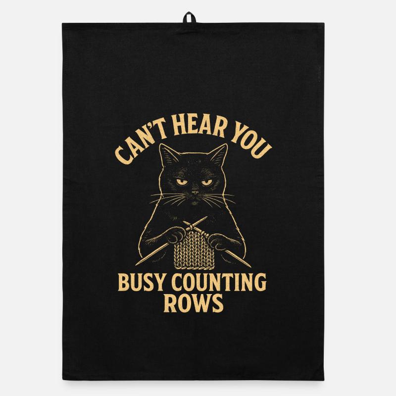 Compter les lignes | Humour de tricot de chat Torchon bio