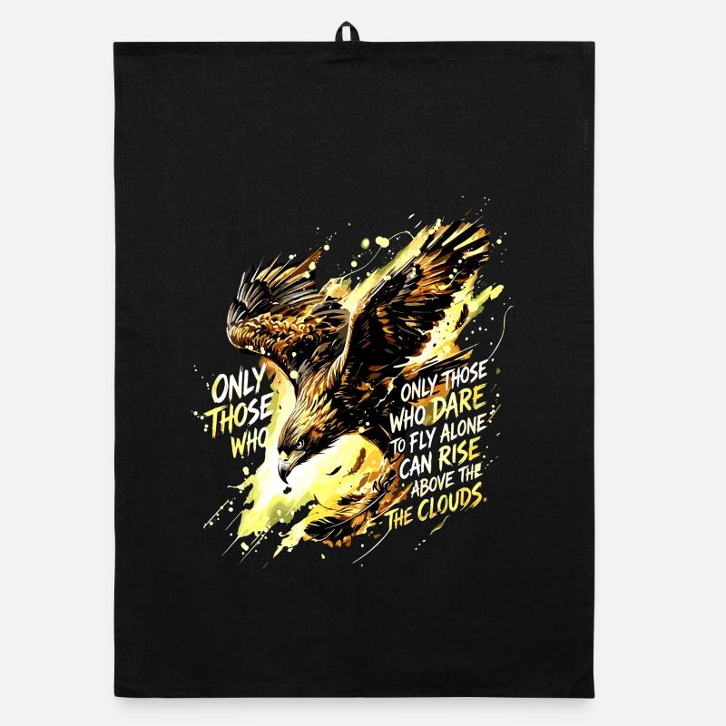 Fly Alone Eagle Quote Art Organic dish towel