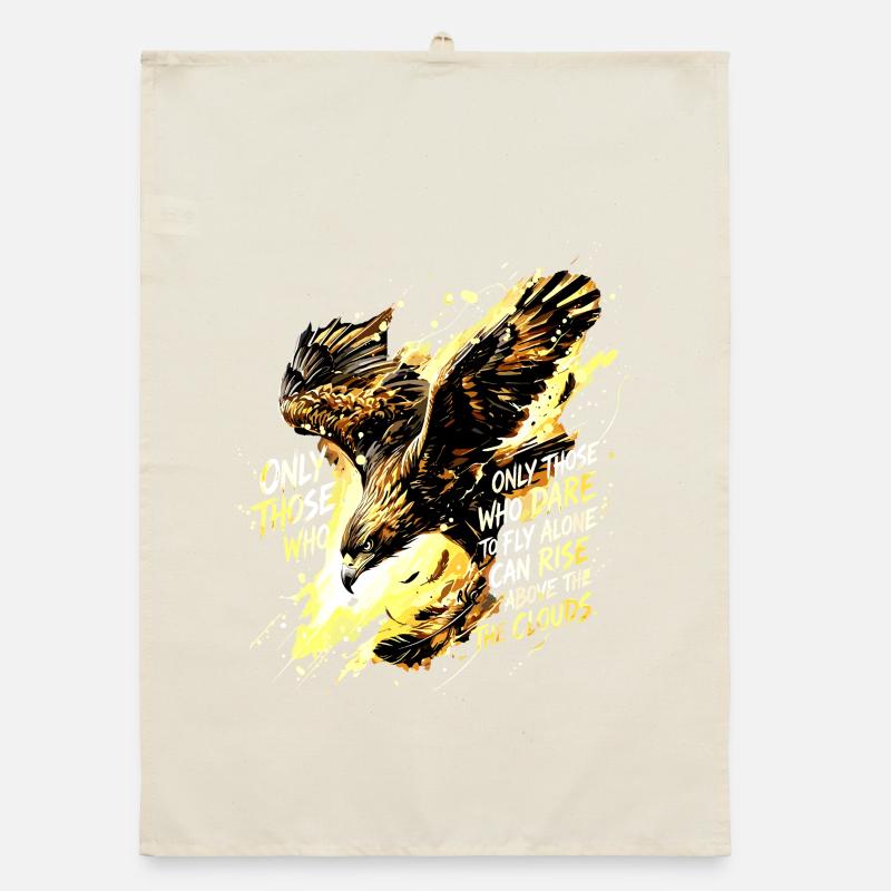 Fly Alone Eagle Quote Art Organic dish towel