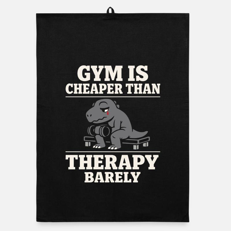 Emo Dinosaur Funny Gym Sad Workout Lifting Organic dish towel