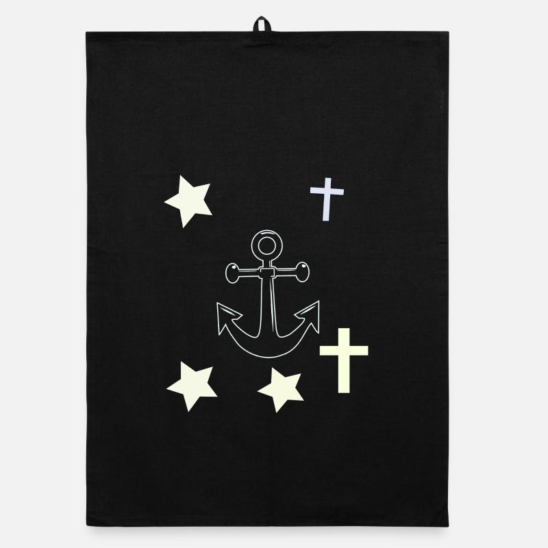 Ancres, étoiles et croix Torchon bio