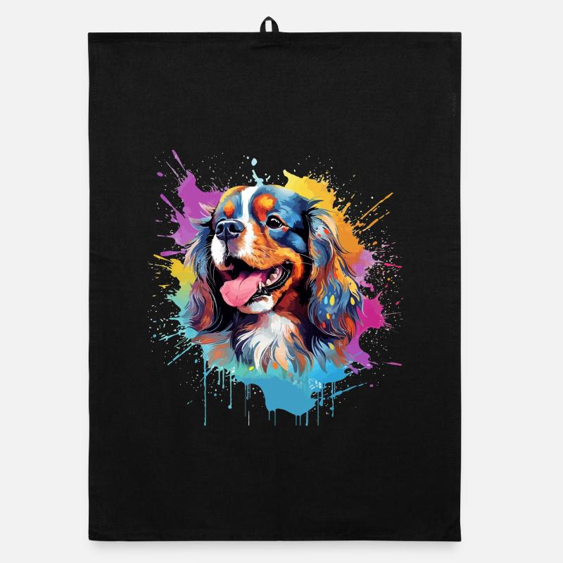 Couleur éclaboussure du Cavalier King Charles Spaniel Torchon bio