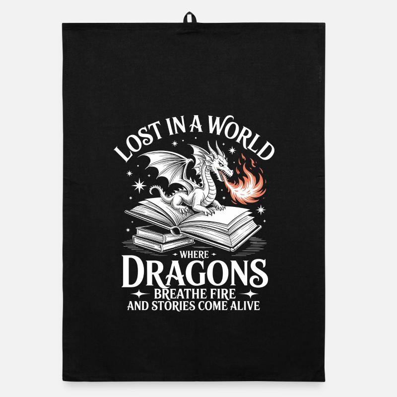 Lost In A World Where Dragons Breath Organic dish towel