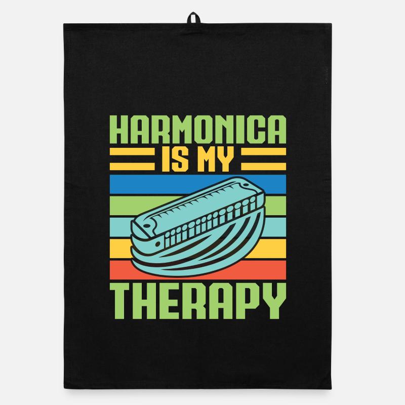 Funny Harmonica Player Is My Therapy Harmonica Organic dish towel