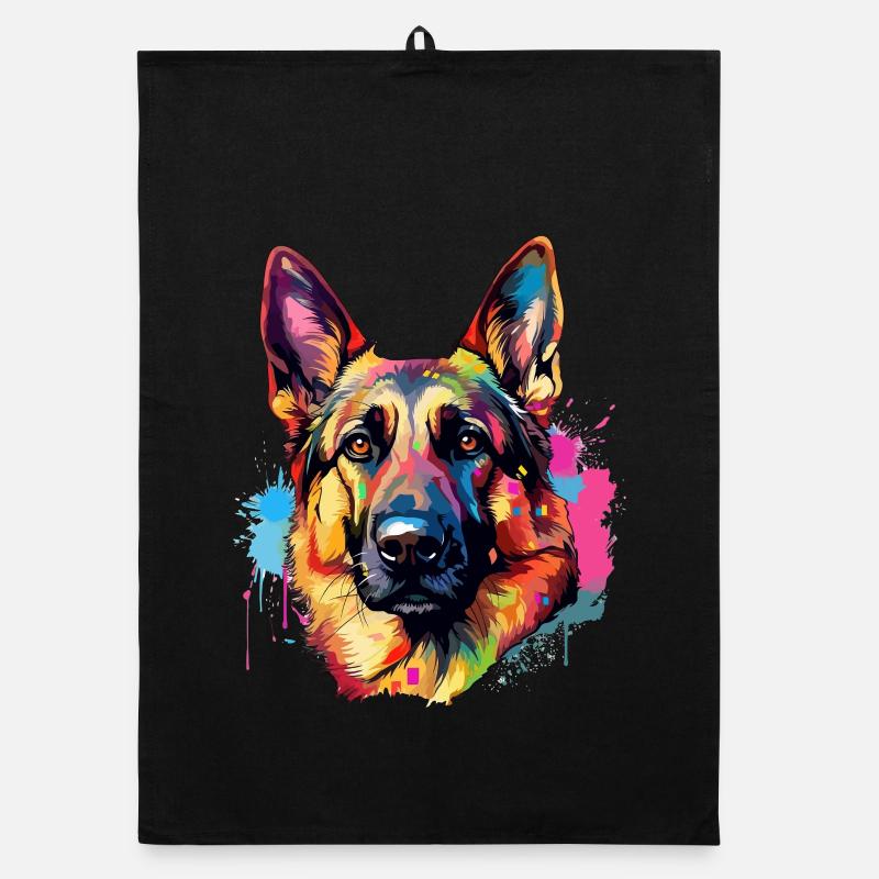 Lebendiger Deutscher Schäferhund Splash Organic Geschirrtuch