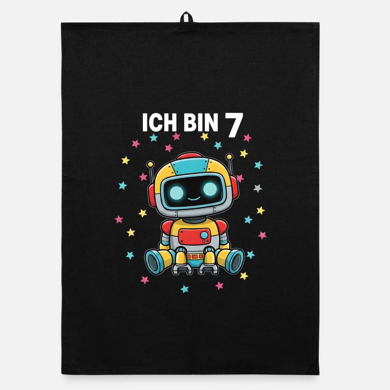 Ich bin 7 - Süßes Roboter zum 7. Geburtstag Organic Geschirrtuch