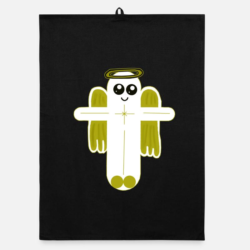 Cross Crucifix Angel Protector Organic dish towel