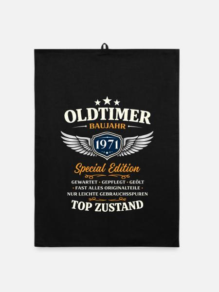 55. Geburtstag Geschenk Mann Oldtimer Vintage 1971 - Organic Geschirrtuch - Schwarz - Vorne