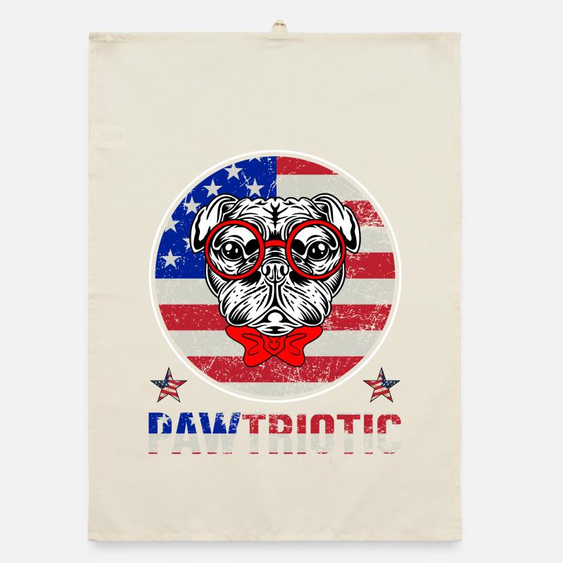 Mops-Patriot mit roter Brille Organic Geschirrtuch