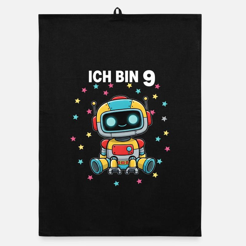 Ich bin 9 - Süßes Roboter zum 9. Geburtstag Organic Geschirrtuch