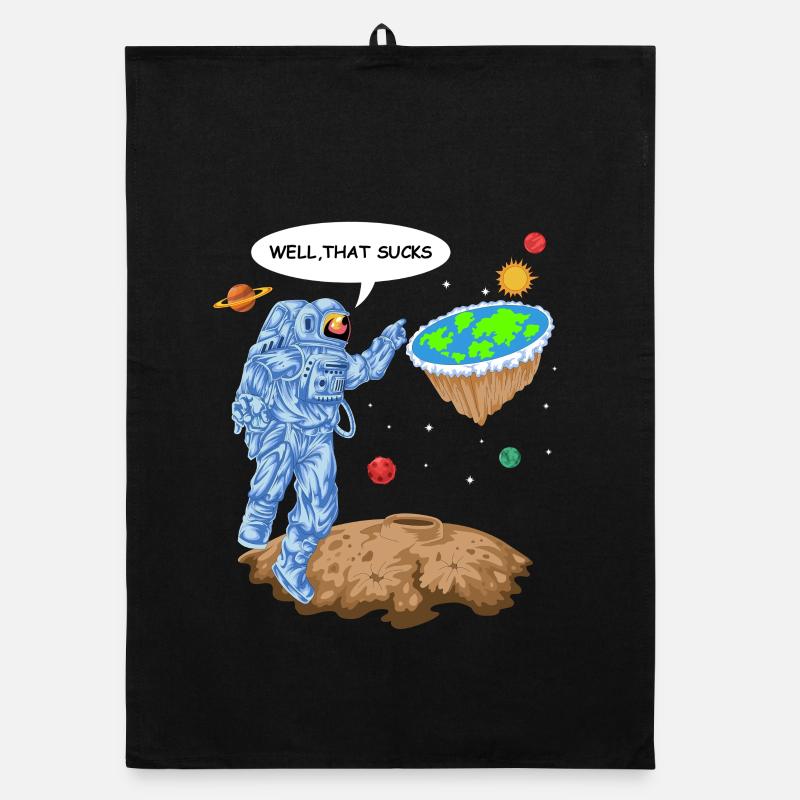 Flat Earth Astronaut Shirt Organic dish towel
