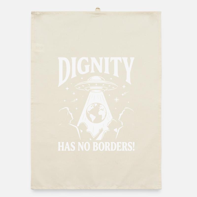 Human Rights Retro Dignity Has No Border Statement Organic Geschirrtuch