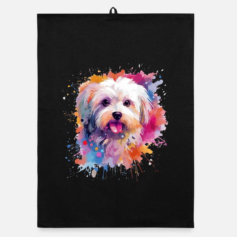 Bunte Malteserhunde-Splash-Art Organic Geschirrtuch