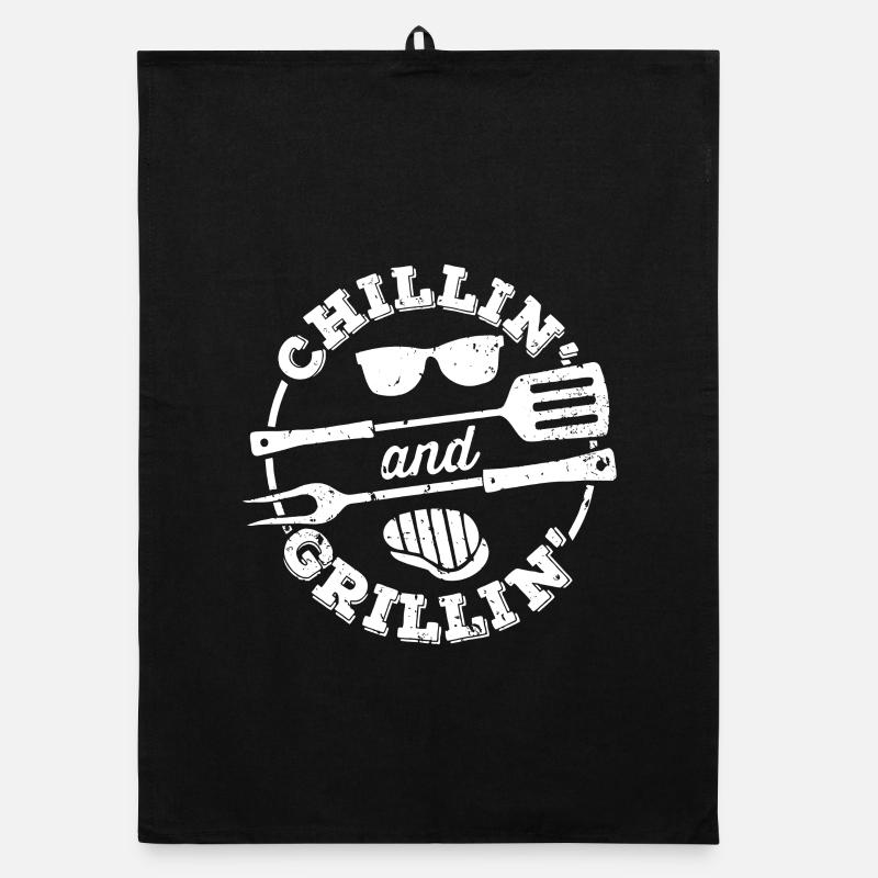 Grillin and Chillin BBQ Icon Organic dish towel