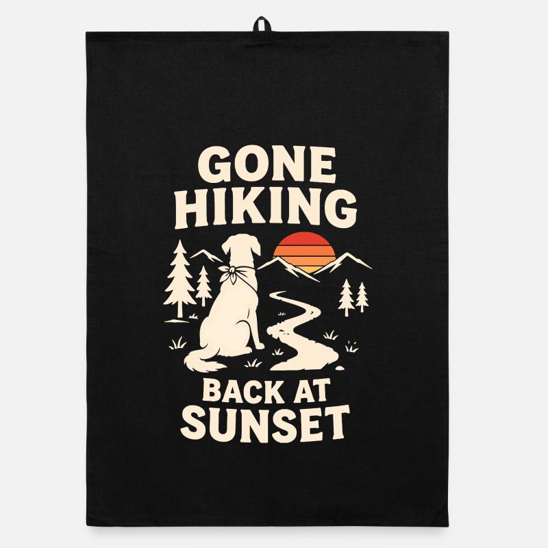 Gone Hiking Back At Sunset Dog Design Organic dish towel