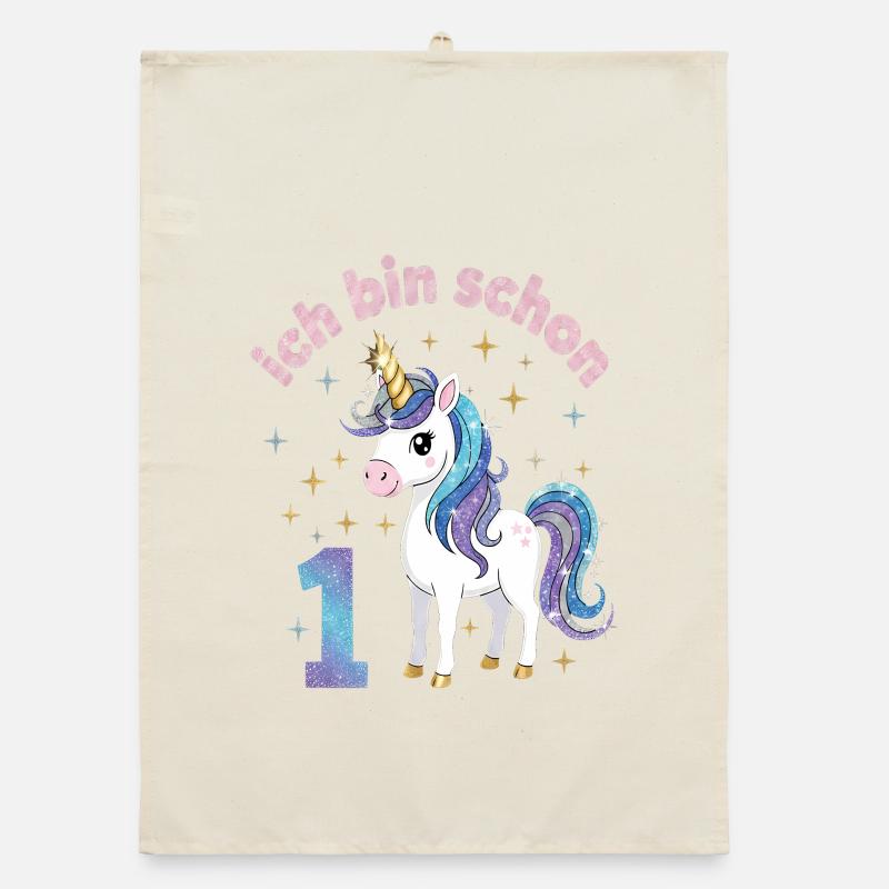 1. Geburtstag Einhorn Mädchen Ich bin schon 1 Organic Geschirrtuch