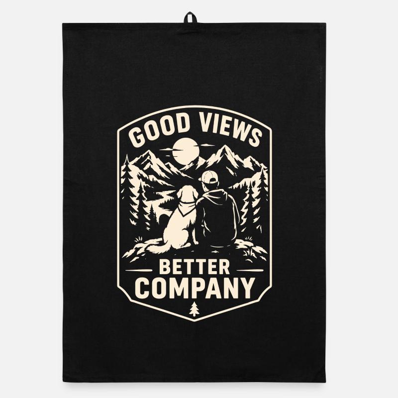 Gone Hiking Back At Sunset Dog Design Organic dish towel