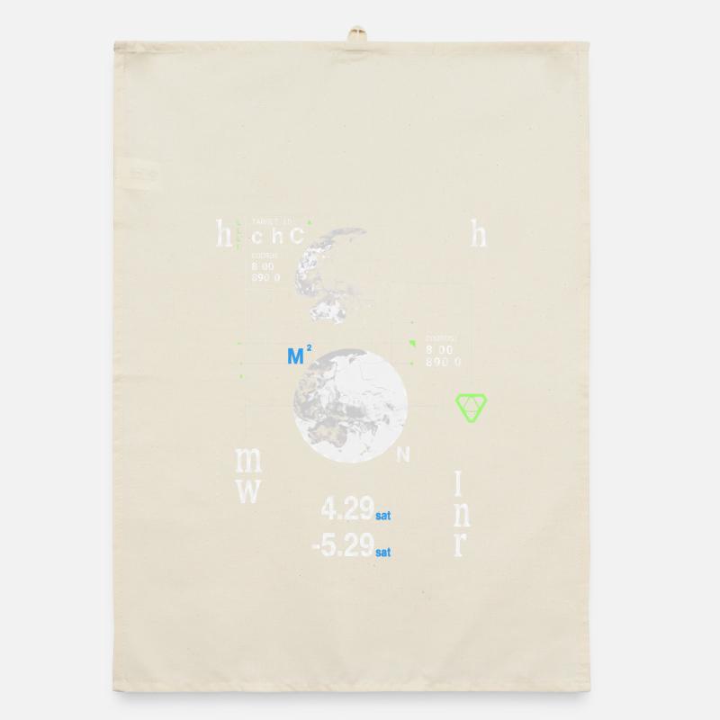 Futuristic HUD World Map Coordinates Organic dish towel