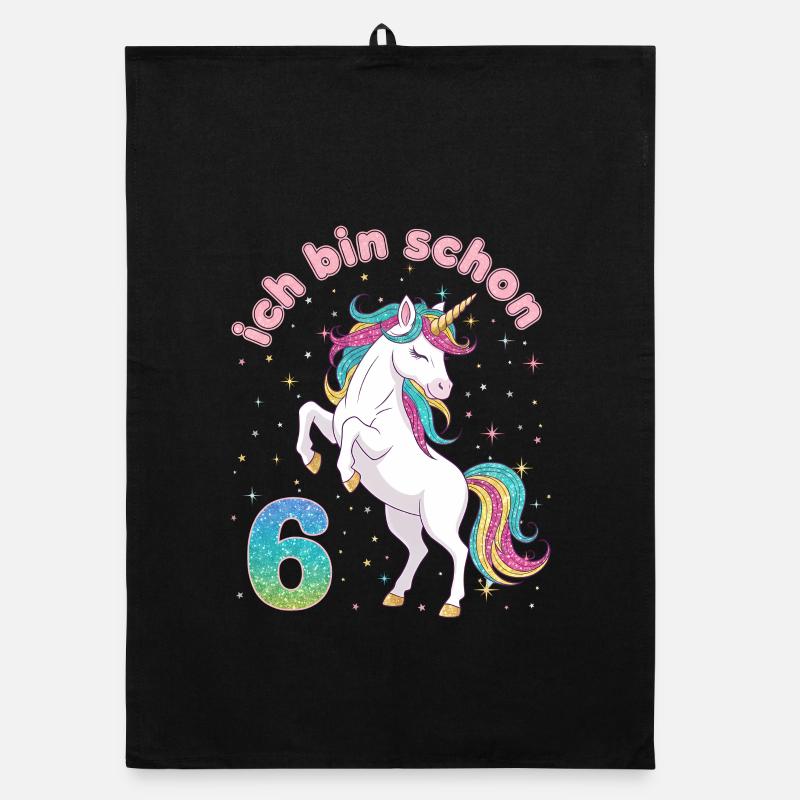 6. Geburtstag Einhorn Mädchen Ich bin schon 6 Organic Geschirrtuch