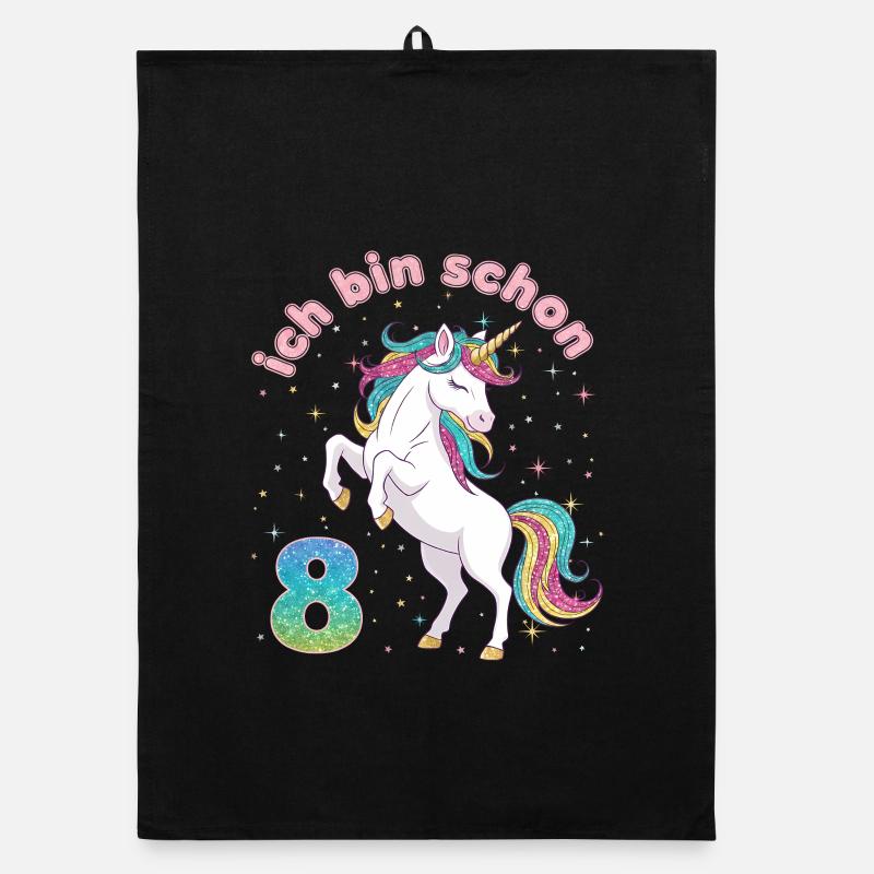 8. Geburtstag Einhorn Mädchen Ich bin schon 8 Organic Geschirrtuch
