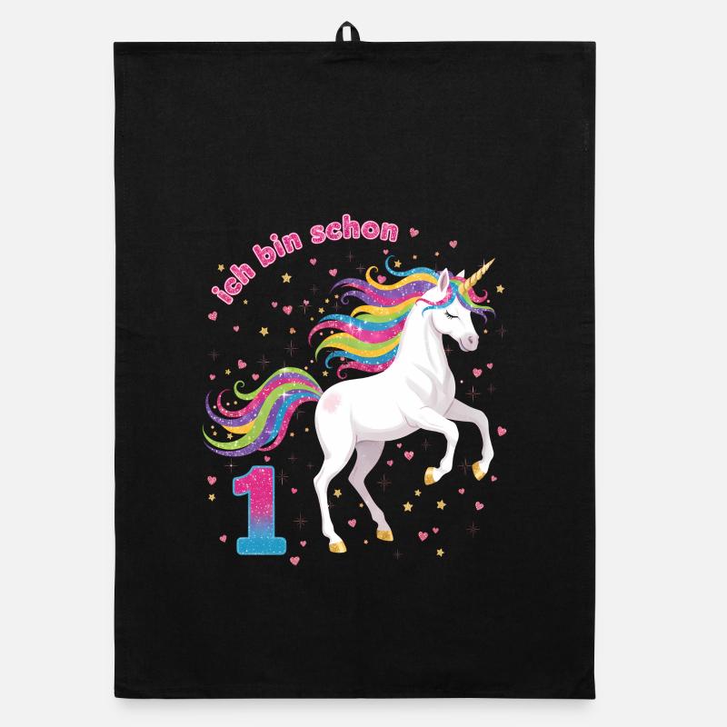1. Geburtstag Einhorn Mädchen Ich bin schon 1 Organic Geschirrtuch